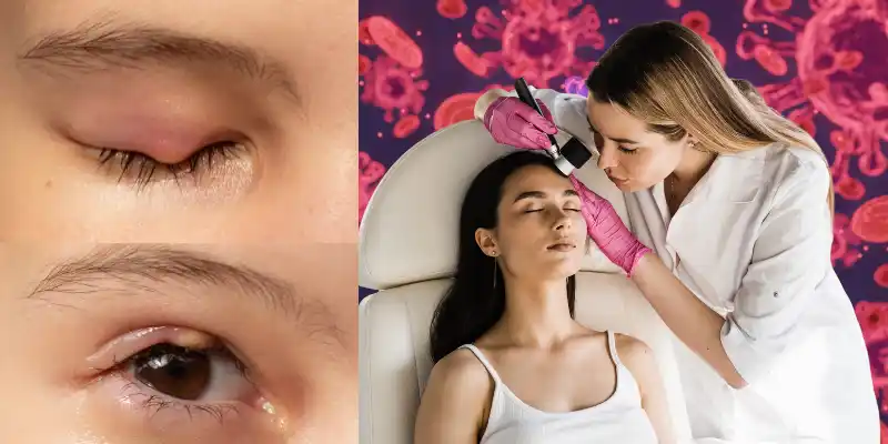 Girl eye effected with Skin diseases checked by dermatologist
