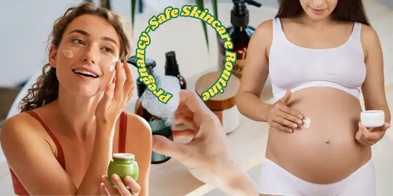 Two pregnant girls are keeping makeup during Pregnancy-Safe Skincare Routine image